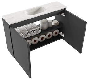 Mondiaz Ture DLux toiletmeubel 80cm dark grey met wastafel ostra midden zonder kraangat