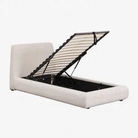 Gestoffeerd Bed Met Opklapbare Boxspring Norena Stof Crème Beige & 90 X 190 Cm - Sklum