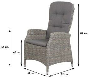 Memphis/Queens 220 cm. tuinset - 7-delig verstelbaar