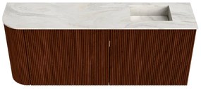 Mondiaz Joya DLux 100cm toiletmeubel ronding links ruby met wastafel faye rechts zonder kraangat ostra