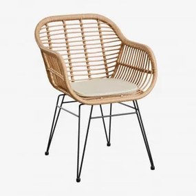 Set Van 2 Tuinstoelen Met Armleuningen In Synthetisch Rattan Zole Zwart & Beige – Crème - Sklum