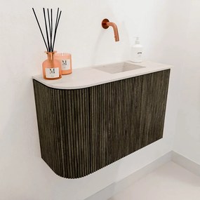 Mondiaz Joya DLux 60cm toiletmeubel ronding links shadow met wastafel faye rechts zonder kraangat meli