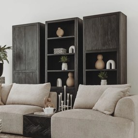 Tower Living Hoge Zwarte Kast Met Deuren Tenna - 80x45x220cm.