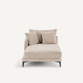Longchair in stone-kleurig fluweel, MODERNISTE, ontwerp van Emmanuel Gallina