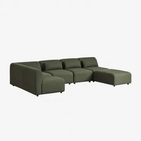 5-delige Modulaire Hoekbank Met Poef Fogler Teddystof Currygeel - Sklum