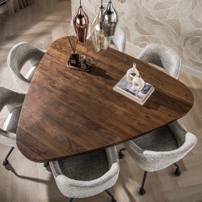Driehoekige Eettafel Acaciahout - 165 X 165cm.