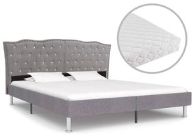 vidaXL Bed met matras stof lichtgrijs 180x200 cm
