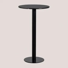 Ronde Hoge Bartafel Ø60 Cm In Rocher Marmer Marmer Nero Marquina & Zwart - Sklum