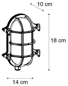 Buitenlamp Retro wandlamp goud 18 cm IP44 - Nautica 2 ovaal Landelijk / Rustiek, Retro E27 IP44 Buitenverlichting