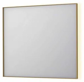 INK SP32 spiegel - 90x4x80cm rechthoek in stalen kader incl indir LED - verwarming - color changing - dimbaar en schakelaar - geborsteld mat goud 8410052