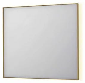 INK SP32 spiegel - 90x4x80cm rechthoek in stalen kader incl indir LED - verwarming - color changing - dimbaar en schakelaar - geborsteld mat goud 8410052