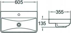 Mexen Dagna ingebouwde wastafel 60 x 35 cm, wit - 21996000