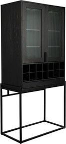 Zuiver Travis Wandkast Met Wijnrek Zwart - 88.5x46.5x180.5cm.