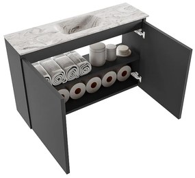 Mondiaz Ture DLux toiletmeubel 80cm dark grey met wastafel glace midden zonder kraangat