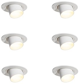 Set van 6 inbouwspots wit GU10 35mm rond kantelbaar - Installa