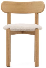 Kave Home Nebai Eiken Eetkamerstoel Met Beige Stof
