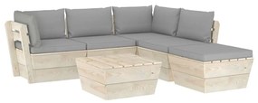 vidaXL 6-delige Loungeset met kussens pallet vurenhout