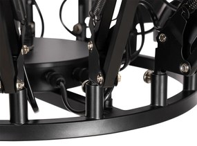 Industriële hanglamp zwart 16-lichts verstelbaar - Hobby Spinne