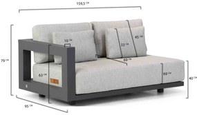 Hoek loungeset  Aluminium Grijs 6 personen 4 Seasons Outdoor Metropolitan/Lifestyle