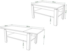 ASTI-R Artisan eiken/beige - moderne salontafel met uitschuifbaar blad