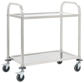 vidaXL Keukentrolley 2-laags 95x45x83,5 cm roestvrij staal