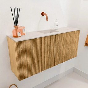 Mondiaz Joya DLux 90cm toiletmeubel oak met wastafel faye midden zonder kraangat meli