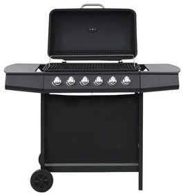 vidaXL Gasbarbecue met 6 kookzones staal zwart