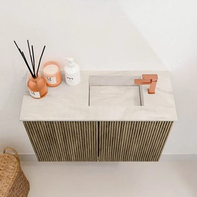 Mondiaz Joya DLux 60cm toiletmeubel dusk met wastafel faye rechts 1 kraangat ostra