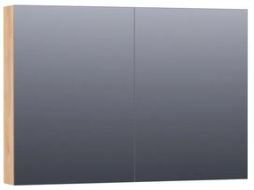 BRAUER Impress Deluxe spiegelkast - 100x70x15cm - interne en externe verlichting - 2 dubbelzijdige spiegeldeuren - Forest Tan SK-IMD100FT