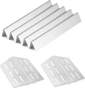 VEVOR 5 Flavorizer Bars + 2 Verwarmingsplaten, Flavor Rails Vlamverdeler voor Grills (Weber Genesis 300 Serie), Inclusief E310 E320 E330 S310 S320 S330, Dikkere Verwarmingsplaat van Roestvrij Staal