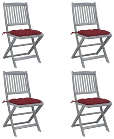 vidaXL Tuinstoelen 4 st inklapbaar met kussens massief acaciahout