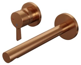 Brauer Copper Edition ColdStart wastafelkraan inbouw rechte uitloop en rozetten model E2 koper geborsteld PVD