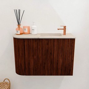 Mondiaz Joya DLux 60cm toiletmeubel ronding links ruby met wastafel faye rechts 1 kraangat frappe