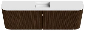 Mondiaz Joya 125cm toiletmeubel ronding links/rechts walnut met wastafel faye midden zonder kraangat talc
