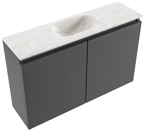 Mondiaz Ture DLux toiletmeubel 80cm dark grey met wastafel ostra midden met kraangat