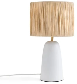 Tafellamp in terracotta en raffia, Neven