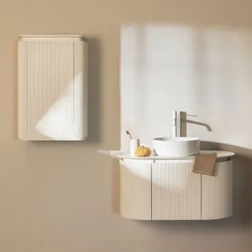 Carsone Hangend Badkamermeubelset Van Hout Wit & Wit & Rond Keramiek Wit Ø40 Cm Lenka & Wit ↑30 Cm Met Aftapkraan Zonder Overloop Orveta - Sklum