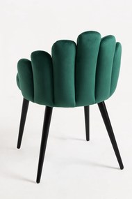 Set 4 Hand Fluwelen Stoelen Zwarte Poten