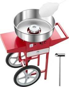 VEVOR Elektrische Suikerspinmachine Commerciële Suikerspinmachine met Kar (1000W) met 52cm RVS Kom &amp; Suikerschep &amp; Lade, Perfect voor Kinderfeestjes Familiefeestjes Rood