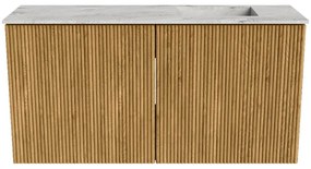 Mondiaz Joya DLux 80cm toiletmeubel oak met wastafel faye rechts zonder kraangat glace