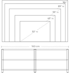 Nancy's Garfield Tv Meubel - Tv Meubels - Tv Kast Industrieel - Salontafel - Bruin/Zwart - 160 x 39.2 x 50 cm (L x B x H)
