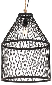 Landelijke buiten hanglamp zwart rotan 40x55 cm - Calamus