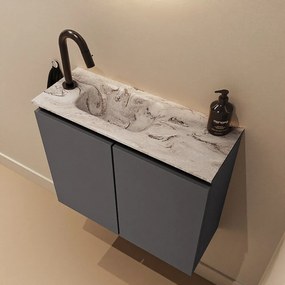 Mondiaz Ture DLux toiletmeubel 60cm dark grey met wastafel glace links met kraangat