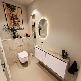 MONDIAZ TURE-DLUX 120cm toiletmeubel Rosee. EDEN wastafel Frappe positie links. Zonder kraangat. TUREDX120ROSL0FRA