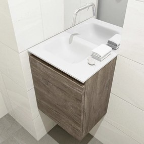 Mondiaz Olan 40cm toiletmeubel dark brown met wastafel talc links geen kraangat