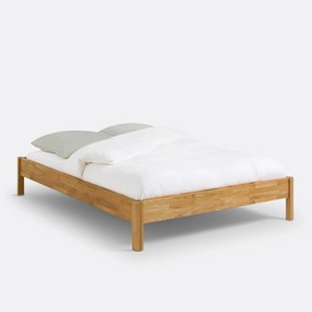 Bed in massief eikenhout met lattenbodem, Zulda