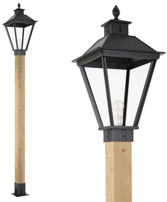 Tuinlamp Square XL WOOD Lantaarn buitenverlichting zwart Tuinverlichting Zwart E27