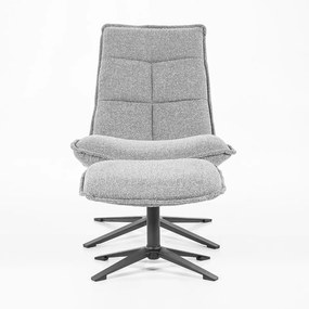 Eleonora Marcus Fauteuil Met Hocker Lichtgrijs Boucle