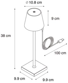 Set van 2 buiten tafellamp wit incl. LED en dimmer oplaadbaar - Janet Modern IP44 Buitenverlichting Lamp