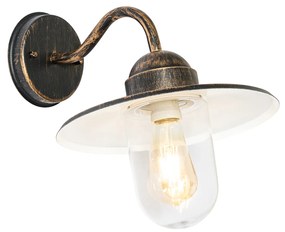 Landelijke buiten wandlamp antiek goud IP44 - Kansas